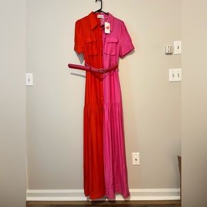 NWT L’ATISTE two-tone Maxi Dress Size Large